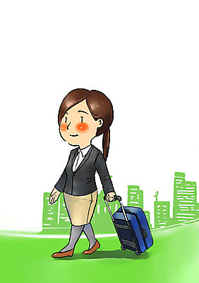 PSD 여자 일러스트 비즈니스 한명 사람 빌딩 성인 건물 캐리어 여행가방 도시 비즈니스우먼 목표 계획 열정 여자만 여자한명만 성인여자만 성인만 국내일러스트 1 건축물 감정 컨셉 가방 직장인 파일형식