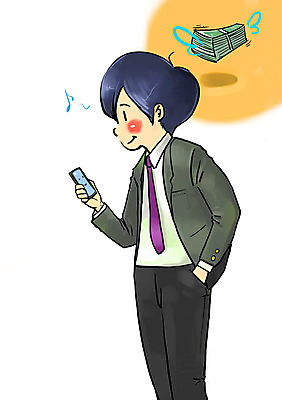 PSD 남자 지폐 돈 일러스트 비즈니스 영업 한명 미소 웃음 사람 성인 스마트폰 비즈니스맨 목표 계획 열정 남자만 남자한명만 성인남자만 성인만 국내일러스트 1 감정 컨셉 표정 핸드폰 스마트기기 직장인 재산 파일형식