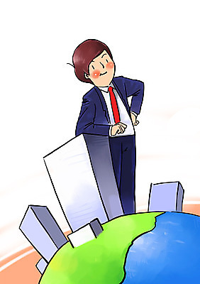 PSD 남자 지구 일러스트 비즈니스 한명 서기 사람 빌딩 성인 건물 글로벌 도시 비즈니스맨 목표 계획 열정 남자만 남자한명만 성인남자만 성인만 국내일러스트 1 건축물 감정 컨셉 모션 직장인 파일형식