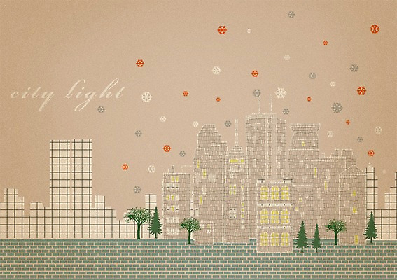 PSD 나무 백그라운드 일러스트 눈꽃 풍경 빌딩 사람없음 건물 고층빌딩 도시 도시백그라운드 복잡 국내일러스트 식물 건축물 컨셉 눈_날씨 파일형식