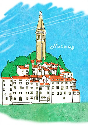 PSD 나무 백그라운드 일러스트 하늘 노르웨이 풍경 사람없음 건물 마을 도시 강가 첨탑 도시백그라운드 복잡 국내일러스트 식물 건축물 유럽 컨셉 강 탑 파일형식