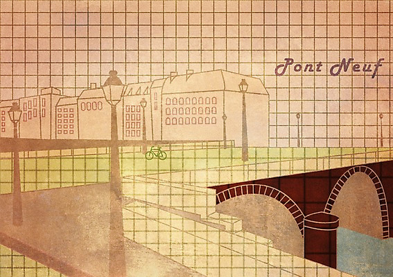 PSD 백그라운드 가로등 일러스트 풍경 빌딩 사람없음 건물 강 자전거 프랑스 도시 도시백그라운드 복잡 퐁네프 가교 국내일러스트 건축물 공공시설 유럽 컨셉 바이크 다리_건축물 파일형식