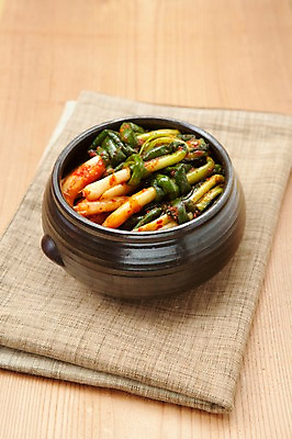 포토 JPG 스튜디오촬영 한식 반찬 김치 실내 사람없음 전통음식 천 발효 발효음식 파김치 국내포토 전통 음식 내부 직물 파일형식