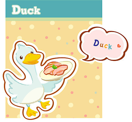 EPS 동물 캐릭터 한마리 음식 동물캐릭터 일러스트 홍보캐릭터 오리 육류 사람없음 요식업 패턴백그라운드 음식캐릭터 오리고기 타이틀 일러캐릭터 1 산업 백그라운드 패턴 식재료 조류 파일형식 벡터