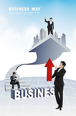 PSD 편집이미지 문자 남자 화살표 비즈니스 사람 빌딩 세명 계단 도시 비즈니스맨 상승 남자만 이미지편집 컨셉 건물 직장인 파일형식