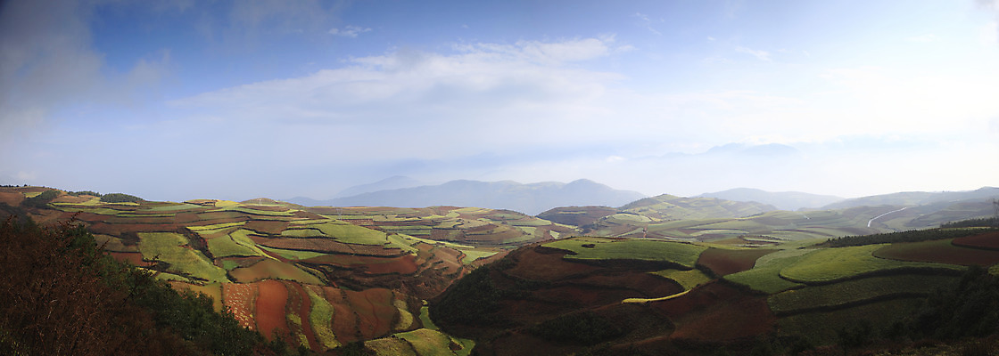 JPG 구름 밭 하늘 파노라마 풍경 사람없음 야외 중국 상쾌 계단식 운남 홍토지 자연요소 감정 아시아 농업 촬영기법 땅 파일형식