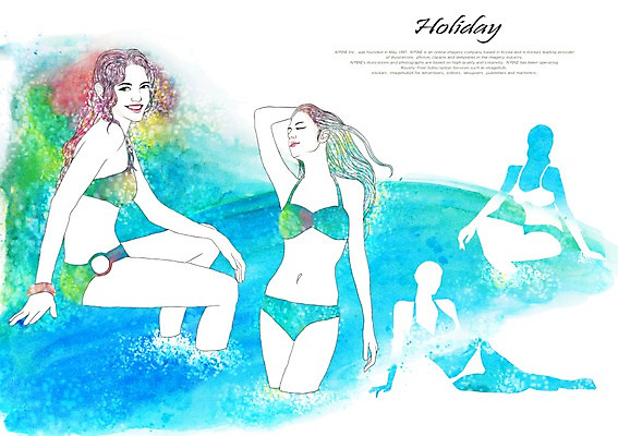 PSD 라이프스타일 계절 여자 수영복 실루엣 여유 일러스트 물놀이 휴가 휴식 수영장 미소 웃음 사람 여러명 해변 여름 30대 여름휴가 바캉스 비키니 수영 시원함 여자만 성인여자만 장년만 장년여자만 성인만 국내일러스트 옷 감정 바다 다수 컨셉 놀이 촬영기법 표정 생활 장년 수상스포츠 파일형식 여름_계절