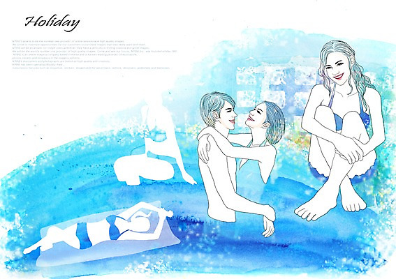 PSD 라이프스타일 커플 계절 여자 남자 수영복 실루엣 여유 바다 일러스트 리조트 휴가 휴식 수영장 미소 웃음 사람 여러명 20대 해변 여름 여름휴가 바캉스 수영 시원함 튜브 청년만 성인만 국내일러스트 옷 감정 다수 컨셉 관계 촬영기법 표정 청년 생활 수상스포츠 파일형식 여름_계절