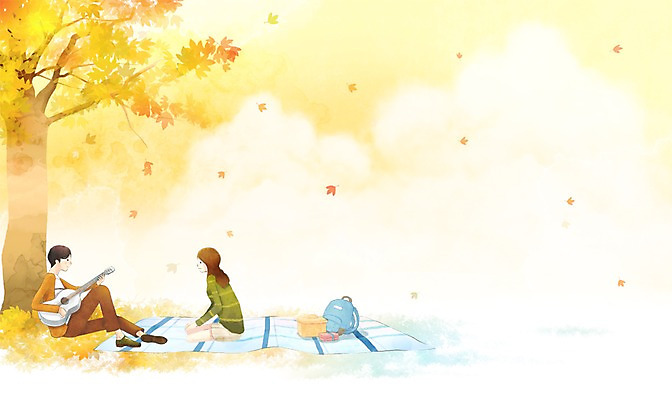 PSD 나무 커플 여자 남자 행복 악기 낙엽 연주 데이트 일러스트 단풍나무 함께함 사랑 사람 20대 두명 10대 소풍 다정 기타 돗자리 국내일러스트 식물 감정 음악 컨셉 단풍 잎 관계 청소년 현악기 청년 야외활동 파일형식