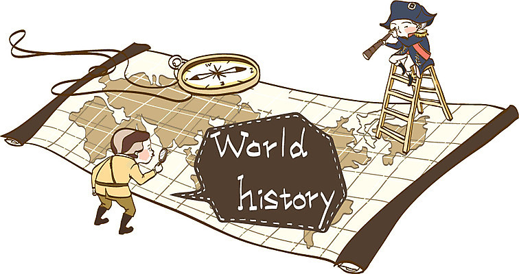 EPS 교육 표지 남자 세계지도 일러스트 사다리 교과목 청소년 돋보기 수업 사람 두명 10대 망원경 나침반 전통의상 모험가 나폴레옹 세계사 남자만 십대만 십대남자만 국내일러스트 전통 지도 세계 도구 파일형식 벡터