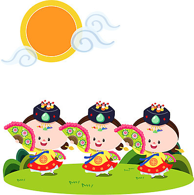 EPS 구름 캐릭터 전통 여자 일러스트 전통캐릭터 산 웃음 사람 잔디 세명 태양 전통놀이 부채 전통의상 한복 전통무용 부채춤 여자만 일러캐릭터 자연요소 식물 한국전통 놀이 표정 춤 전통공연 파일형식 벡터