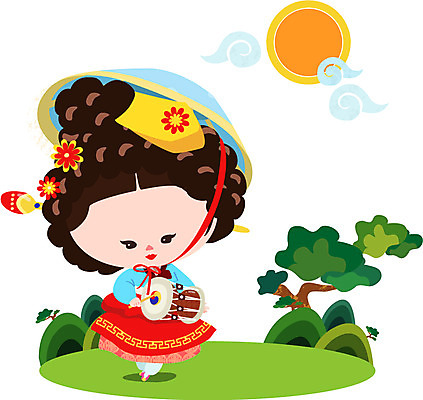 EPS 구름 캐릭터 전통 여자 연주 일러스트 전통캐릭터 산 국악기 한명 미소 웃음 사람 잔디 태양 소나무 전통의상 한복 장구 기생 여자만 여자한명만 일러캐릭터 자연요소 나무 식물 직업 1 한국전통 악기 음악 타악기 표정 국악 파일형식 벡터