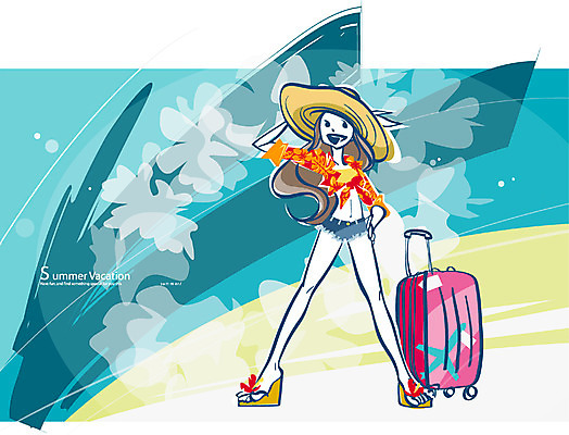 EPS 계절 여자 교육 여유 일러스트 중학생 청소년 휴가 여름방학 한명 서기 미소 웃음 사람 여름 여행가방 즐거움 밀짚모자 여자만 여자한명만 십대만 십대여자만 십대여자한명만 국내일러스트 모자_잡화 1 학생 감정 가방 모션 방학 표정 파일형식 벡터 여름_계절