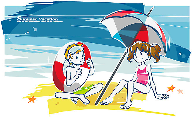 EPS 계절 교육 수영복 여유 초등학생 어린이 바다 일러스트 휴가 불가사리 여름방학 미소 웃음 사람 소녀 소년 해변 여름 모래사장 파라솔 용기 물안경 즐거움 튜브 어린이만 국내일러스트 학생 그릇 옷 여자 남자 감정 방학 극피동물 표정 수영용품 파일형식 벡터 여름_계절