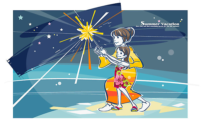 EPS 계절 여자 교육 딸 별 여유 초등학생 어린이 일러스트 밤하늘 모녀 엄마 폭죽 불꽃놀이 여름방학 사람 소녀 성인 두명 여름 즐거움 여자만 스파클라 국내일러스트 자연요소 학생 감정 가족 놀이 하늘 방학 야간 파일형식 벡터 여름_계절