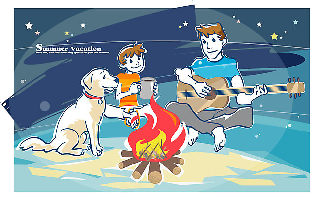 EPS 한마리 계절 교육 남자 별 아들 여유 초등학생 어린이 일러스트 밤하늘 여름방학 미소 웃음 사람 소년 성인 두명 컵 여름 아빠 개 통기타 장작 모닥불 즐거움 부자지간 남자만 국내일러스트 자연요소 1 학생 식기 감정 포유류 가족 하늘 불 방학 표정 기타 야간 파일형식 벡터 여름_계절