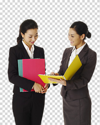 스튜디오촬영 편집 편집이미지 응시 여자 비즈니스 실내 표정 서기 미소 웃음 들기 사람 동양인 정장 성인 두명 직장인 비즈니스우먼 동료 검사_조사 파일 바인더 PNG 지적 결제파일 여자만 성인여자만 성인만 편집소스 직업 시선 옷 관계 모션 인종 내부 사무용품 파일형식