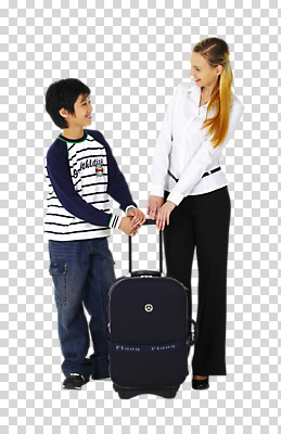 전신 서양인 외국인 백인 편집 편집이미지 라이프스타일 잡화 여자 남자 어린이 여행 가방 안내 표정 서기 웃음 사람 동양인 소년 성인 두명 라이프 앞모습 여행객 마주보기 캐리어 여행가방 잡기 도움 PNG 수트케이스 편집소스 뷰포인트 컨셉 모션 인종 생활 파일형식