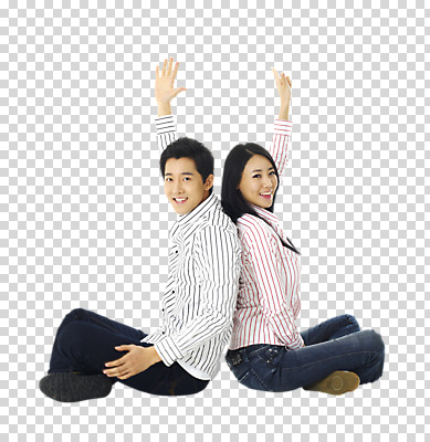 스튜디오촬영 전신 편집 편집이미지 학생 커플 여자 남자 한쌍 대학생 놀이 실내 표정 사랑 웃음 사람 동양인 20대 성인 두명 라이프 옆모습 캐주얼 줄무늬 등맞대기 게임 가위바위보 커플티 가부좌 맞대기 PNG 청년만 성인만 편집소스 가위손 보자기손 옷 감정 뷰포인트 무늬 관계 모션 앉기 인종 손짓 청년 내부 생활 커플룩 파일형식