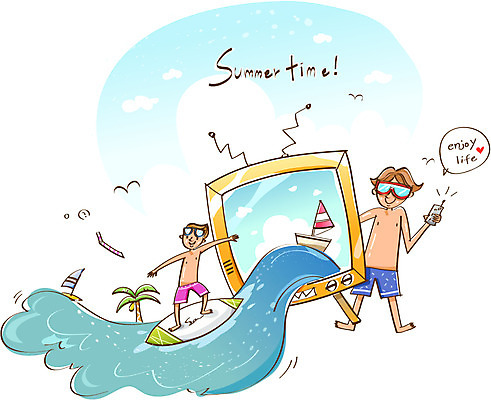 EPS 남자 수영복 여유 파도 바다 휴가 사람 20대 두명 여름 레포츠 여름휴가 바캉스 텔레비전 윈드서핑 리모컨 즐거움 여름스포츠 남자만 성인남자만 청년만 청년남자만 성인만 옷 계절 감정 스포츠 레저 청년 전자제품 수상스포츠 파일형식 벡터 여름_계절