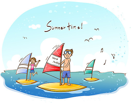 EPS 여자 남자 여유 바다 바람 휴가 미소 웃음 사람 20대 두명 여름 레포츠 여름휴가 바캉스 윈드서핑 즐거움 여름스포츠 청년만 성인만 자연요소 계절 감정 스포츠 레저 날씨 표정 청년 수상스포츠 파일형식 벡터 여름_계절