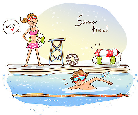 EPS 여자 남자 여유 휴가 수영장 실내 윙크 미소 웃음 사람 20대 두명 여름 레포츠 여름휴가 바캉스 수영 물안경 즐거움 튜브 여름스포츠 청년만 성인만 계절 감정 스포츠 레저 표정 청년 내부 수상스포츠 수영용품 파일형식 벡터 여름_계절