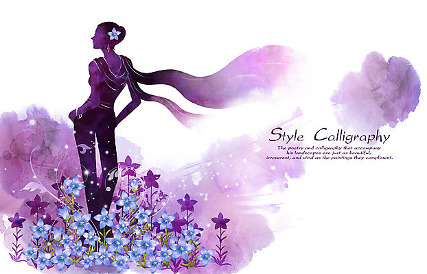 PSD 여자 꽃 실루엣 캘리배경 백그라운드 꽃백그라운드 일러스트 캘리그라피 수채화 그림자 한명 서기 사람 성인 빛 뷰티 보라색 목도리 매력적 고급 손그림 도라지 시크 여자만 여자한명만 성인여자만 성인만 국내일러스트 식물 1 잡화 컬러 컨셉 모션 촬영기법 파일형식