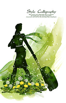 PSD 여자 꽃 실루엣 여행 캘리배경 백그라운드 꽃백그라운드 일러스트 캘리그라피 수채화 그림자 한명 사람 성인 초록색 빛 쇼핑 뷰티 캐리어 여행가방 목도리 핸드백 고급 민들레 손그림 여자만 여자한명만 성인여자만 성인만 국내일러스트 식물 1 잡화 컬러 컨셉 가방 촬영기법 파일형식