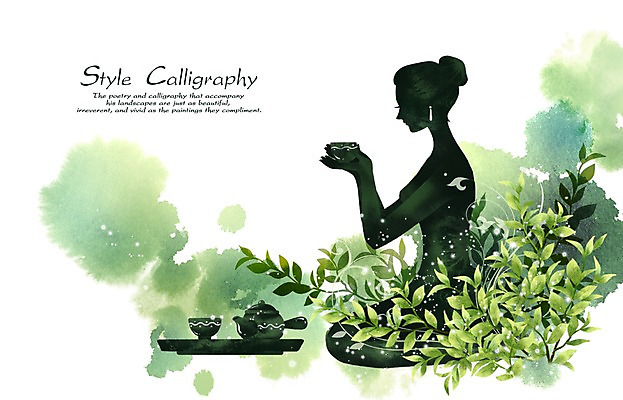 PSD 여자 꽃 실루엣 캘리배경 백그라운드 잎 꽃백그라운드 일러스트 캘리그라피 티타임 수채화 그림자 한명 사람 성인 초록색 빛 뷰티 고급 차 찻잔 녹차 손그림 찻잎 여자만 여자한명만 성인여자만 성인만 국내일러스트 식물 1 음료 컬러 컨셉 휴식 잔 촬영기법 차_음료 파일형식