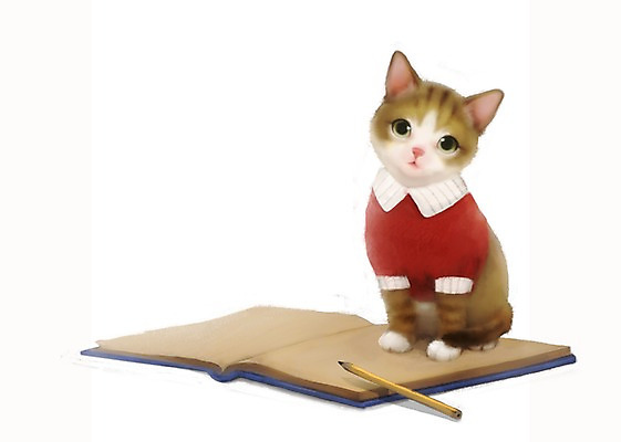 PSD 동물 한마리 백그라운드 티셔츠 일러스트 포유류 사람없음 책 반려동물 연필 귀여움 고양이 국내일러스트 1 컨셉 셔츠 학용품 필기구 파일형식