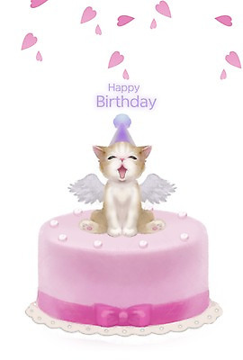 PSD 동물 한마리 백그라운드 일러스트 포유류 천사 사람없음 반려동물 귀여움 케이크 고양이 하트 축하 생일 국내일러스트 모양 1 기념일 컨셉 디저트 파일형식