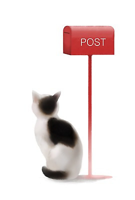 PSD 동물 한마리 백그라운드 일러스트 포유류 사람없음 반려동물 귀여움 고양이 우체통 기다림 국내일러스트 1 컨셉 모션 파일형식