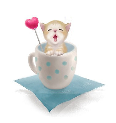 PSD 동물 한마리 새끼 백그라운드 일러스트 포유류 사람없음 컵 반려동물 귀여움 고양이 하트 손수건 국내일러스트 모양 1 식기 컨셉 파일형식