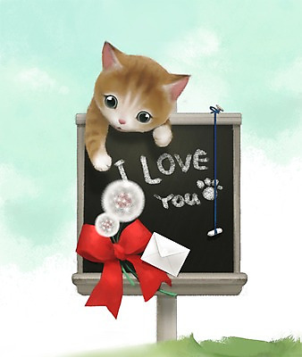 PSD 동물 한마리 리본 백그라운드 일러스트 포유류 사람없음 반려동물 귀여움 고양이 칠판 민들레 편지 민들레홀씨 국내일러스트 1 꽃 컨셉 파일형식