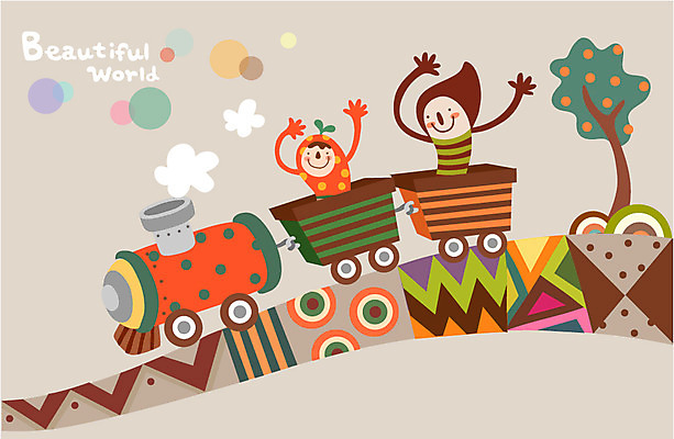 EPS 나무 길 어린이 패턴 일러스트 상상 놀이 미소 웃음 두명 친구 판타지 꿈 기차 신비 상상캐릭터 어린이만 국내일러스트 일러캐릭터 식물 캐릭터 육상교통 컨셉 무늬 관계 대중교통 표정 사람 파일형식 벡터