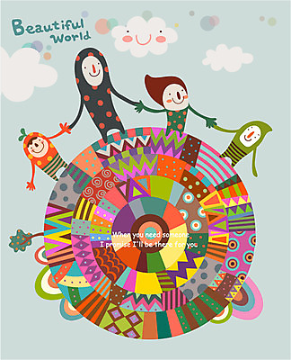 EPS 나무 구름 지구 어린이 패턴 일러스트 상상 미소 웃음 여러명 친구 판타지 꿈 신비 상상캐릭터 동산 어린이만 국내일러스트 일러캐릭터 자연요소 식물 캐릭터 다수 컨셉 무늬 관계 표정 사람 파일형식 벡터