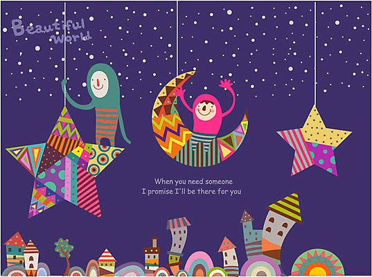 EPS 별 어린이 패턴 일러스트 상상 밤하늘 주택 미소 웃음 두명 친구 판타지 마을 꿈 달 신비 상상캐릭터 반달 어린이만 국내일러스트 일러캐릭터 자연요소 캐릭터 컨셉 무늬 관계 하늘 표정 사람 건물 야간 파일형식 벡터