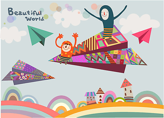 EPS 구름 어린이 여행 패턴 일러스트 상상 미소 웃음 두명 친구 판타지 마을 꿈 신비 종이비행기 상상캐릭터 어린이만 국내일러스트 일러캐릭터 자연요소 캐릭터 컨셉 무늬 관계 표정 사람 종이접기 파일형식 벡터