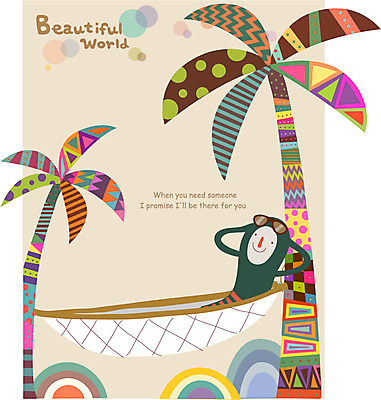 EPS 나무 어린이 패턴 일러스트 상상 휴식 한명 미소 웃음 판타지 야자수 꿈 신비 상상캐릭터 해먹 어린이만 국내일러스트 일러캐릭터 식물 캐릭터 1 컨셉 무늬 표정 사람 침대 파일형식 벡터