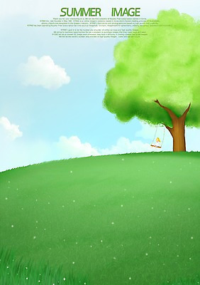 PSD 나무 계절 여자 백그라운드 일러스트 한명 풍경 초원 10대 여름 그네 나무그늘 여자만 여자한명만 십대만 십대여자만 십대여자한명만 국내일러스트 식물 1 청소년 사람 그늘 파일형식