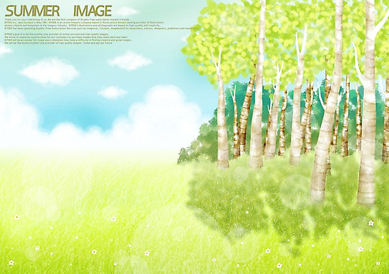 PSD 나무 계절 백그라운드 일러스트 풍경 사람없음 여름 숲 나무그늘 국내일러스트 식물 그늘 파일형식