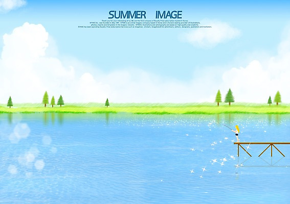 PSD 구름 계절 여자 호수 백그라운드 일러스트 하늘 낚시 한명 풍경 10대 여름 여자만 여자한명만 십대만 십대여자만 십대여자한명만 국내일러스트 자연요소 1 청소년 레저 사람 파일형식