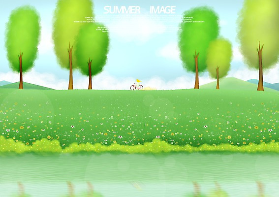 PSD 계절 여자 길 백그라운드 일러스트 한명 풍경 10대 여름 자전거 개울 여자만 여자한명만 십대만 십대여자만 십대여자한명만 국내일러스트 1 청소년 사람 강 바이크 파일형식