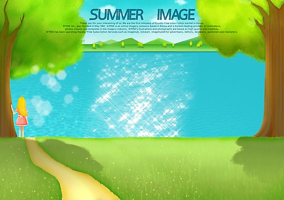 PSD 나무 호수 백그라운드 일러스트 그림자 한명 서기 사람 풍경 10대 여름 개울 여자만 여자한명만 십대만 십대여자만 십대여자한명만 국내일러스트 식물 1 계절 모션 청소년 강 파일형식