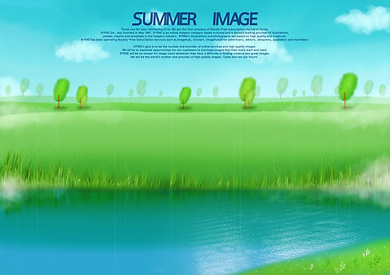 PSD 나무 호수 백그라운드 일러스트 풍경 초원 사람없음 여름 비 국내일러스트 자연요소 식물 계절 날씨 파일형식