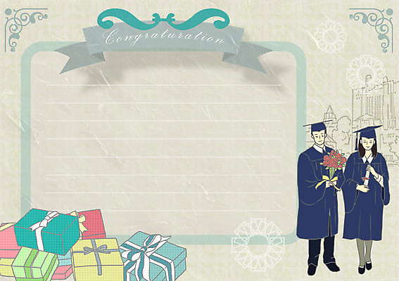 PSD 템플릿 학생 여자 남자 카드템플릿 학사모 졸업 사람 두명 선물상자 축하 졸업가운 대학교 축하카드 이미지템플릿 카드프레임 모자_잡화 교육 컨셉 학교 카드_감사 프레임 선물 상자 가운 파일형식