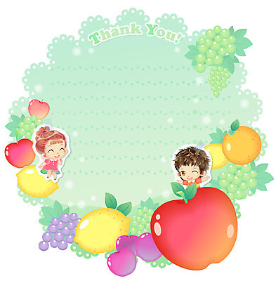 EPS 템플릿 커플 여자 남자 카드템플릿 오렌지 과일 포도 미소 웃음 사람 소년 두명 10대 감사카드 사과 레몬 청포도 십대만 이미지템플릿 카드프레임 어린이 관계 청소년 카드_감사 프레임 표정 카드 파일형식 벡터