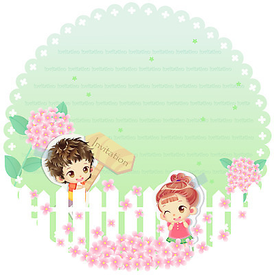 EPS 템플릿 커플 여자 남자 꽃 꽃밭 카드템플릿 미소 웃음 사람 소년 두명 10대 울타리 팻말 초대장 초대 십대만 이미지템플릿 카드프레임 식물 어린이 관계 청소년 카드_감사 프레임 표정 담장 카드 파일형식 벡터