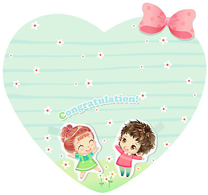 EPS 템플릿 커플 여자 남자 꽃 리본 카드템플릿 미소 웃음 사람 소년 잔디 두명 10대 축하카드 십대만 이미지템플릿 카드프레임 식물 어린이 관계 청소년 카드_감사 프레임 표정 카드 파일형식 벡터