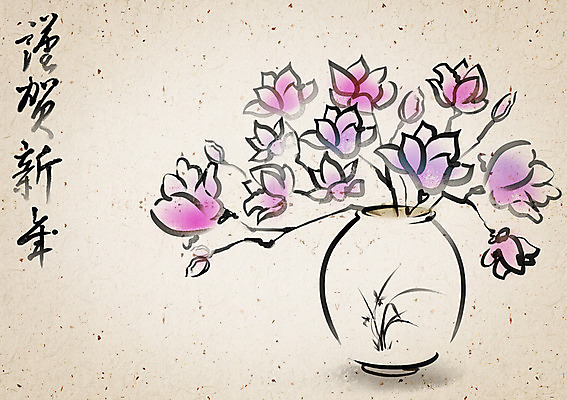 PSD 식물 템플릿 문자 한국전통 전통 명절 꽃 전통문화 백그라운드 카드템플릿 캘리그라피 근하신년 새해 수묵화 사람없음 설날 전통무늬 꽃병 한자 새해인사 인사말 동양화 연하장 그림 매화 엽서 사군자 이미지템플릿 카드프레임 기념일 문화 무늬 카드_감사 프레임 한국 미술 인사 편지 파일형식